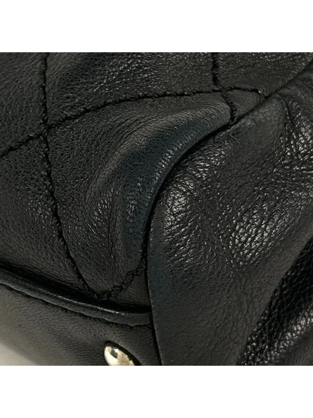 Chanel Shoulder Bag CC Logo Quilted Leather Black